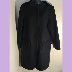 Kate Spade Black Wool Collarless Coat